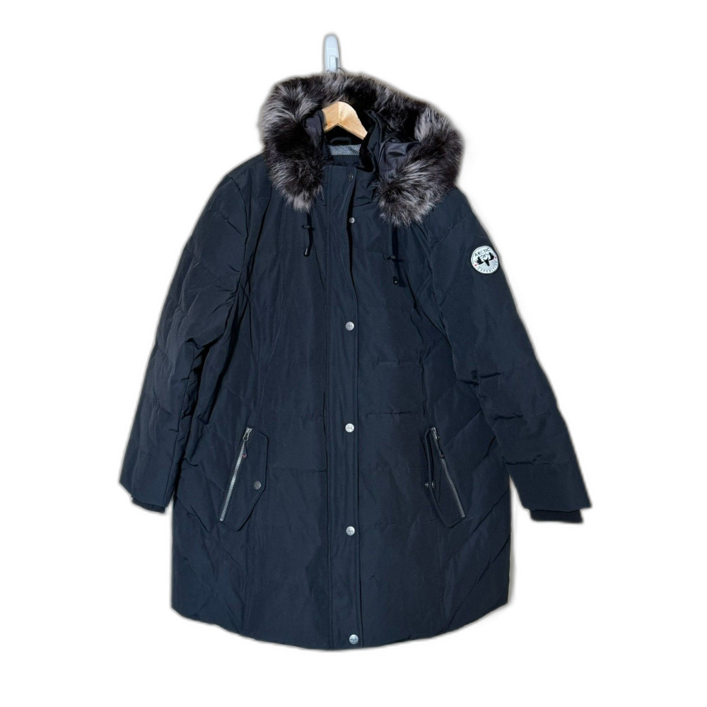 Arctic Expedition Black Womens Faux Fur Collar Parka Coat Down 2XL Winter